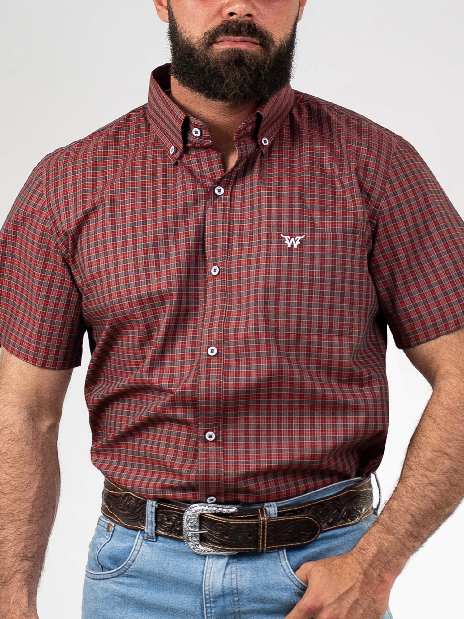 Camisa Masculina Manga Curta Xadrez WestWorld