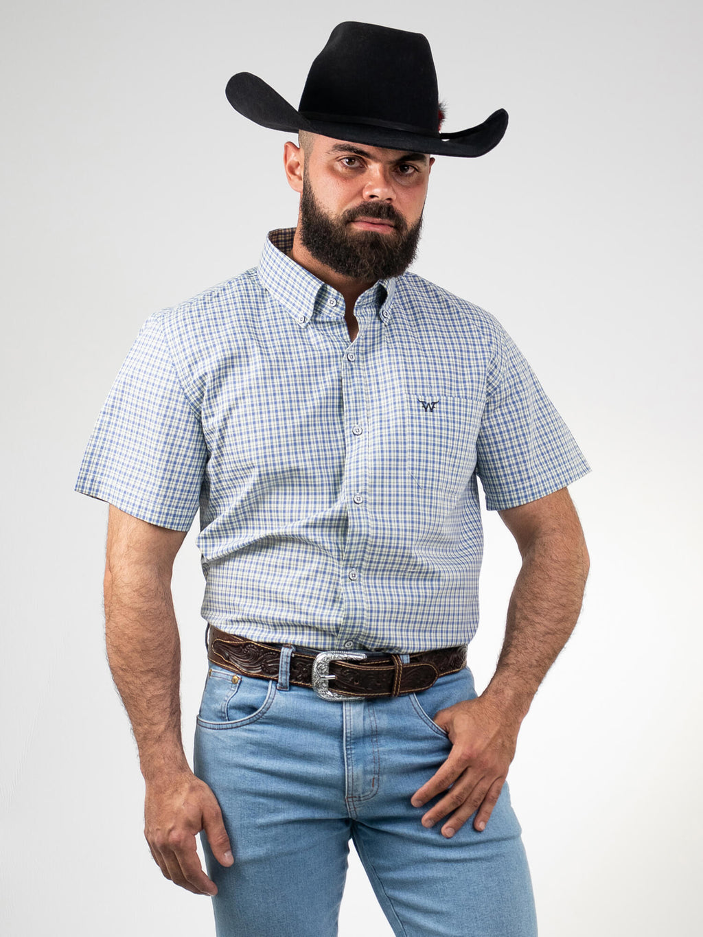 Camisa Masculina Manga Curta Xadrez WestWorld