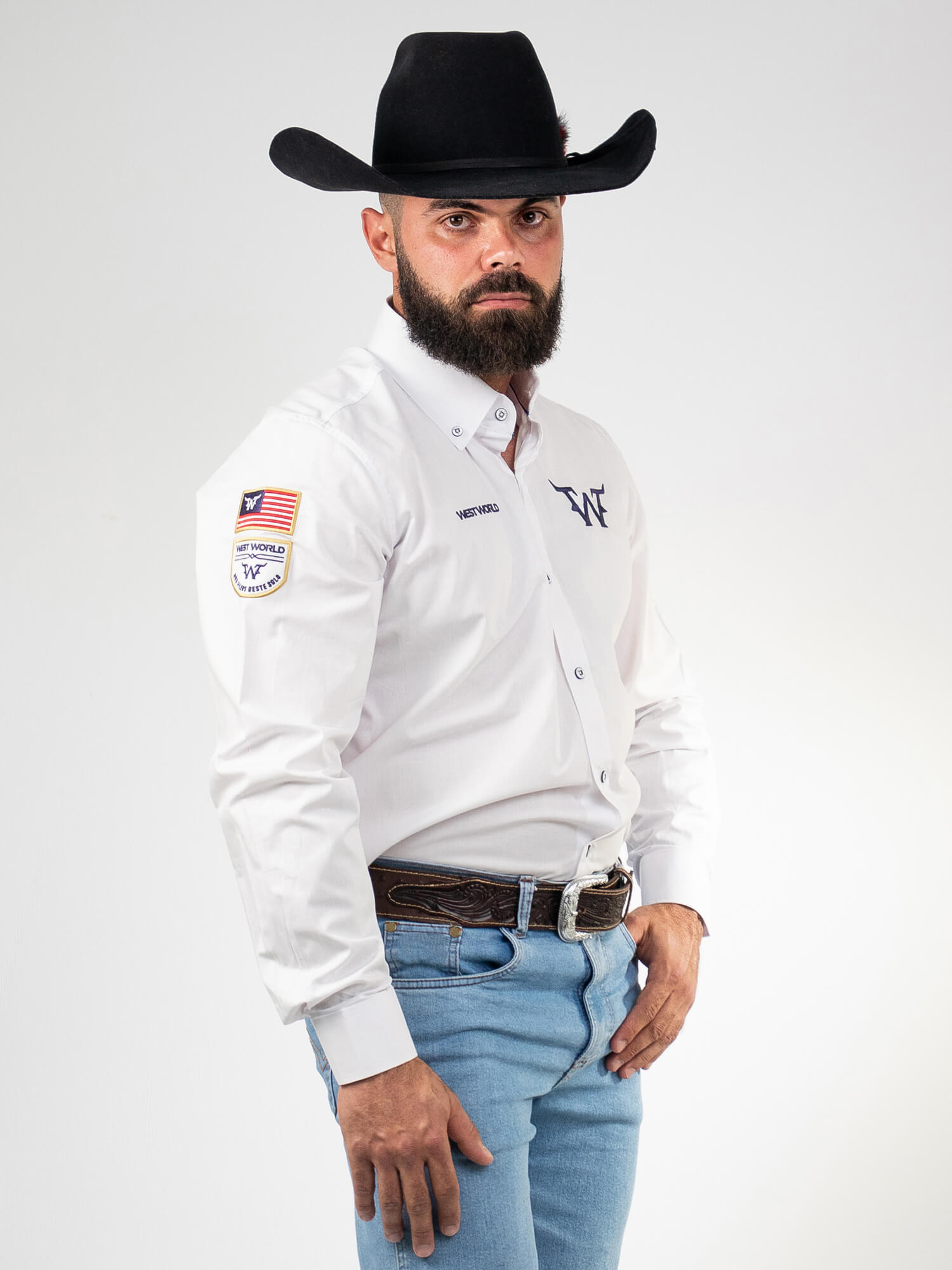 Camisa Competição Masculina Algodão Egípcio com Elastano Manga Longa