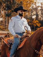 Camisa Competição Masculina Algodão Egípcio com Elastano Manga Longa