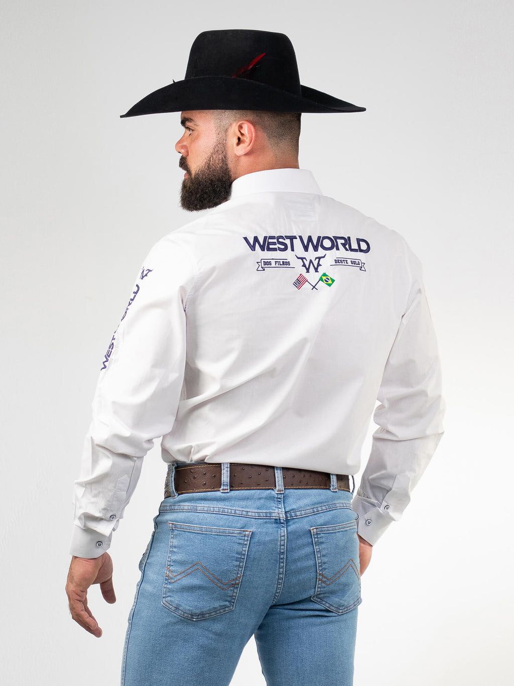 Camisa Competição Masculina Algodão Egípcio com Elastano Manga Longa