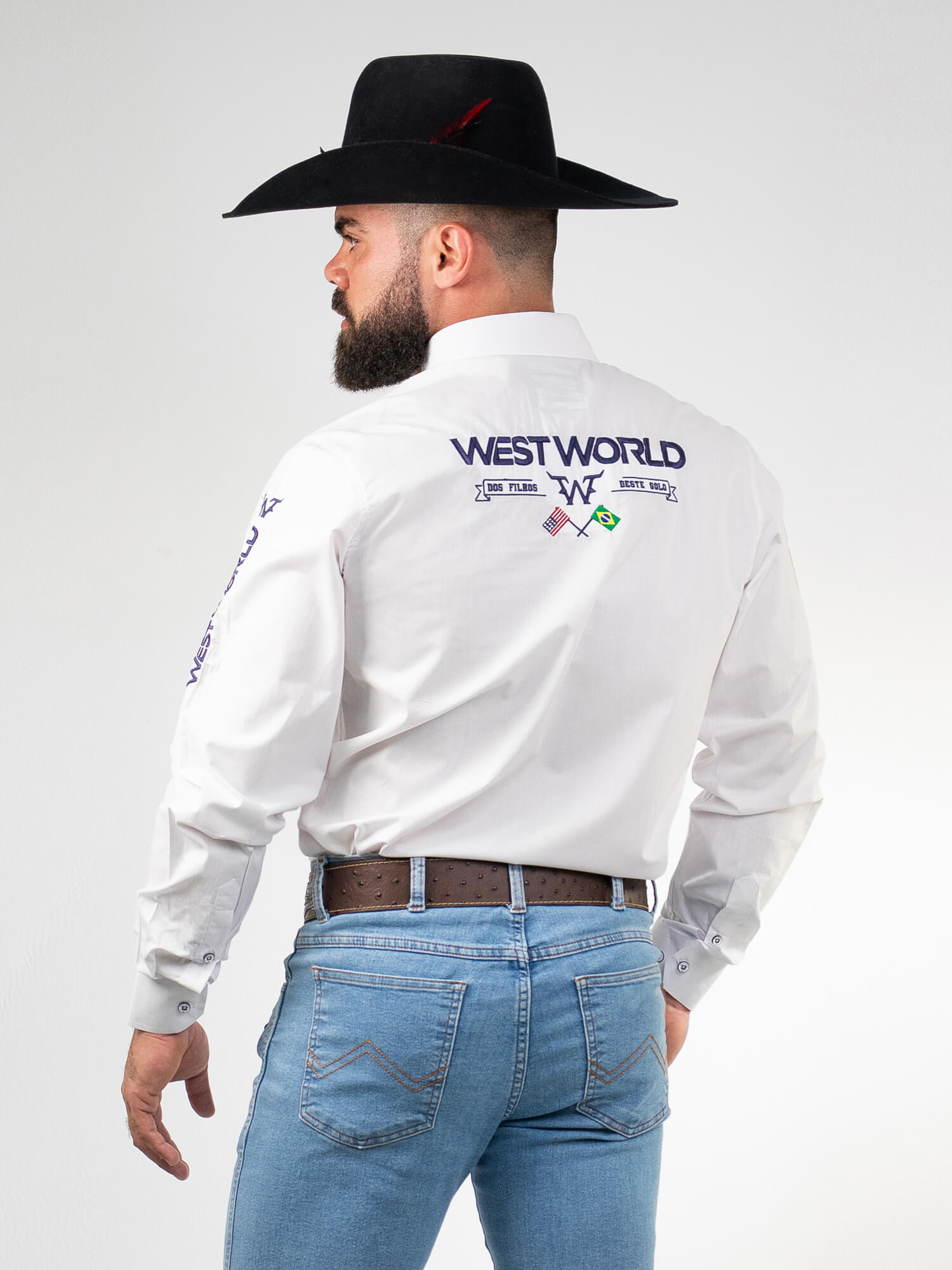 Camisa Competição Masculina Algodão Egípcio com Elastano Manga Longa