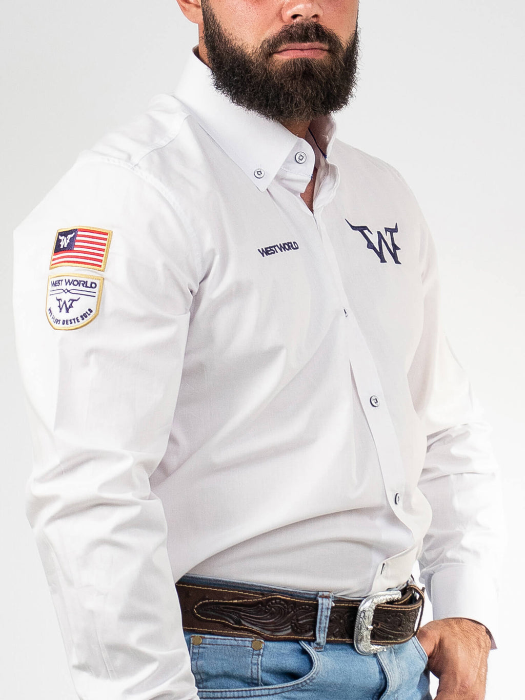 Camisa Competição Masculina Algodão Egípcio com Elastano Manga Longa