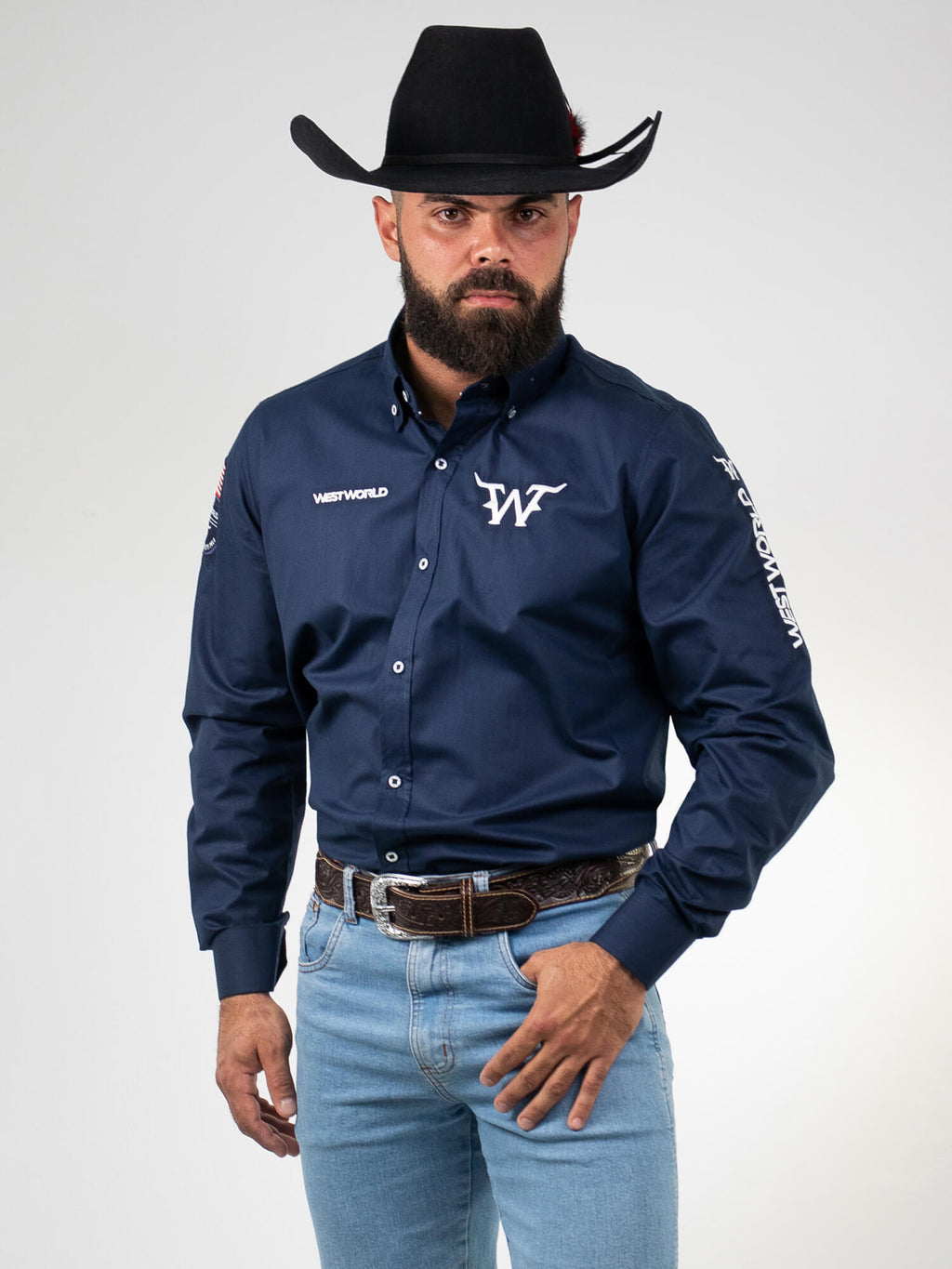 Camisa Competição Masculina Algodão Egípcio com Elastano Manga Longa