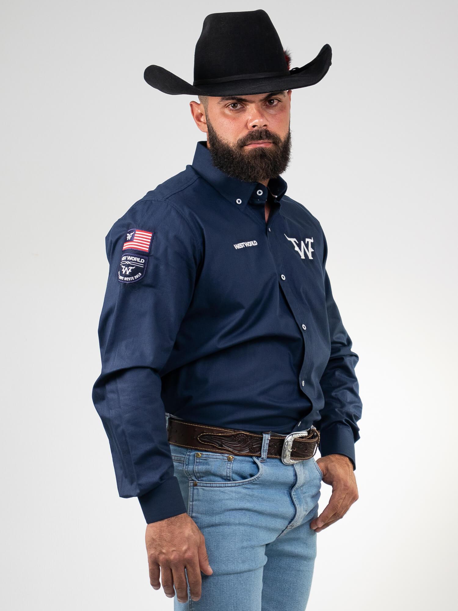 Camisa Competição Masculina Algodão Egípcio com Elastano Manga Longa