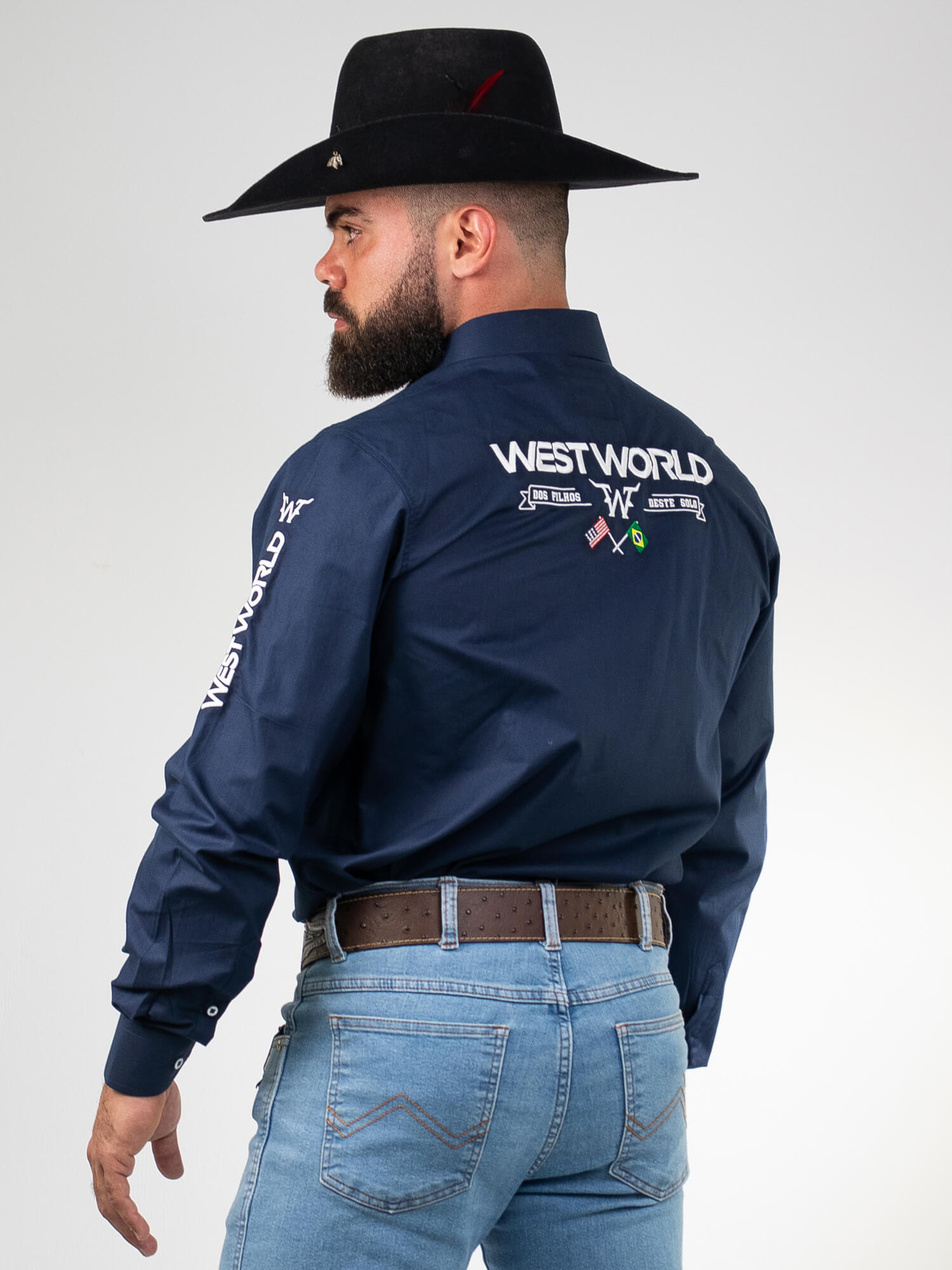 Camisa Competição Masculina Algodão Egípcio com Elastano Manga Longa