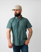 Camisa Xadrez Masculina Algodão Egípcio com Elastano Manga Curta