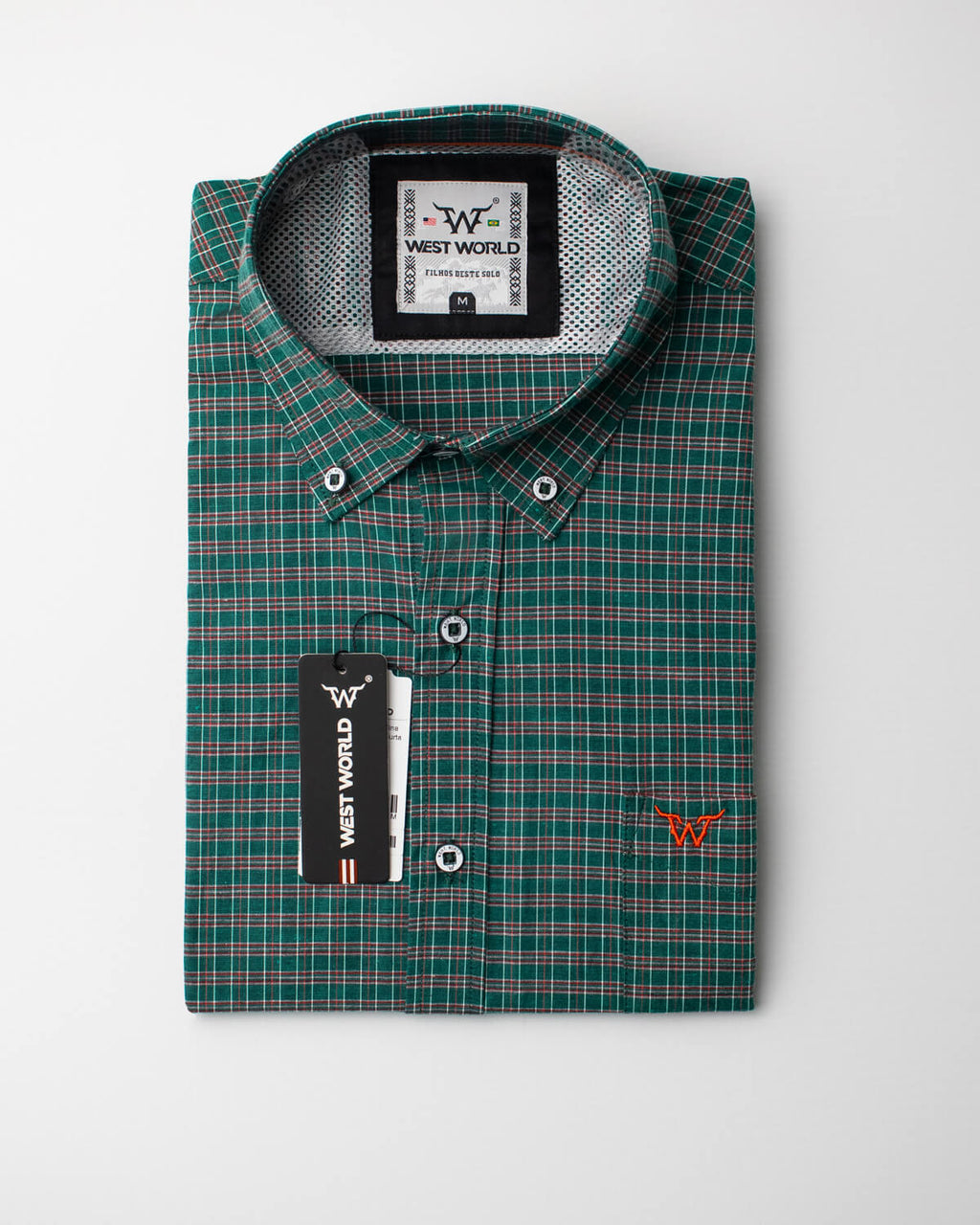 Camisa Xadrez Masculina Algodão Egípcio com Elastano Manga Curta