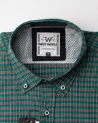 Camisa Xadrez Masculina Algodão Egípcio com Elastano Manga Curta