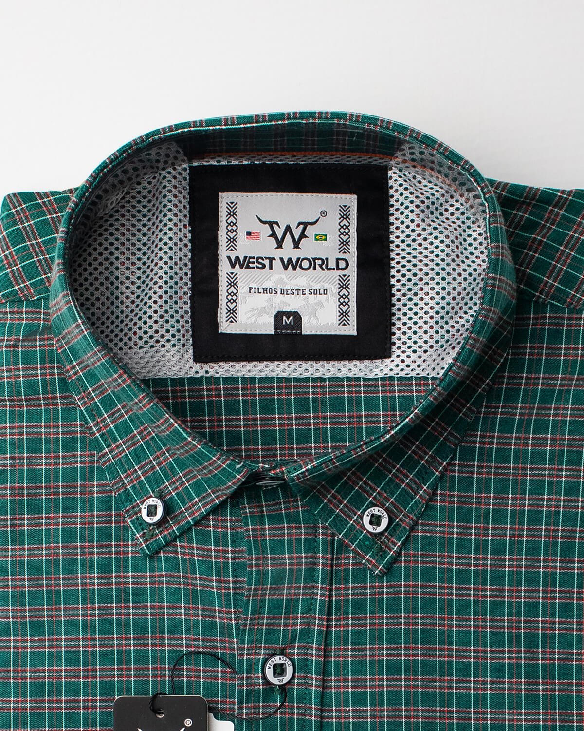 Camisa Xadrez Masculina Algodão Egípcio com Elastano Manga Curta