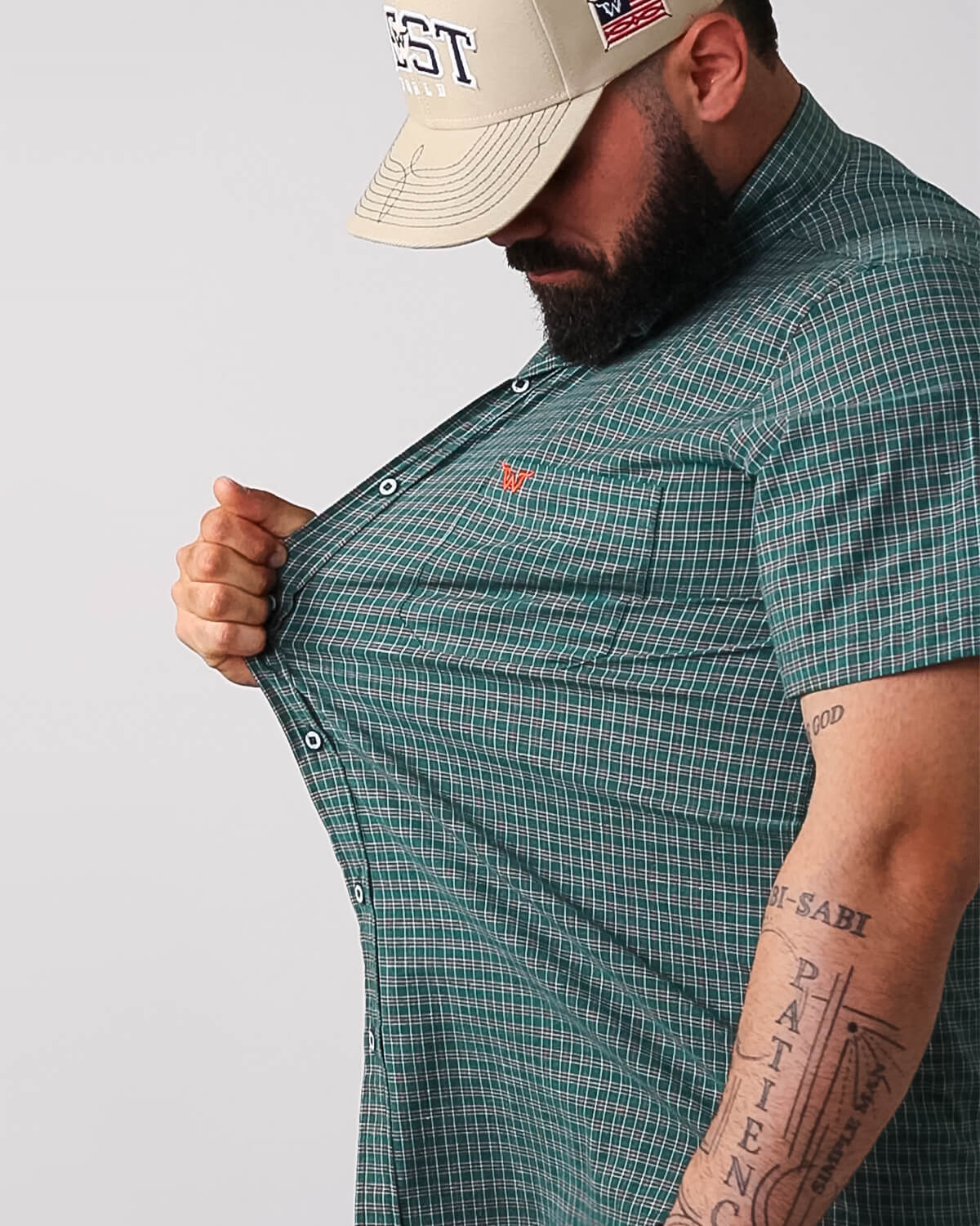 Camisa Xadrez Masculina Algodão Egípcio com Elastano Manga Curta