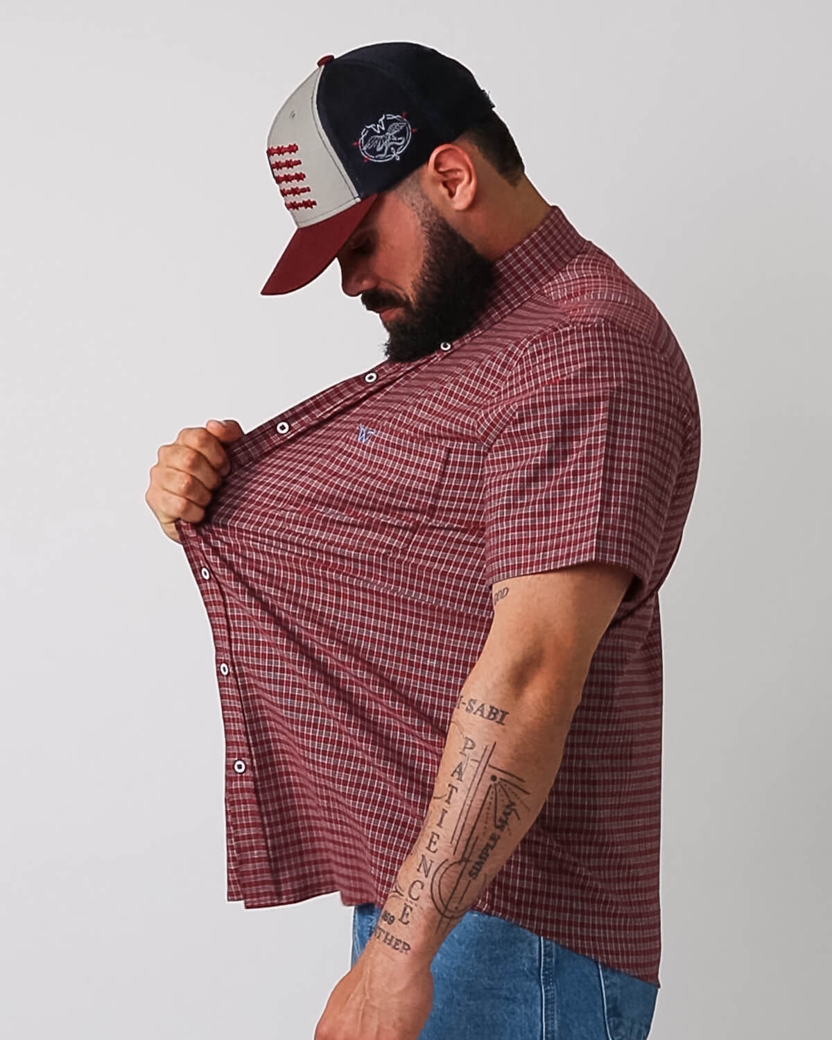 Camisa Xadrez Masculina Algodão Egípcio com Elastano Manga Curta