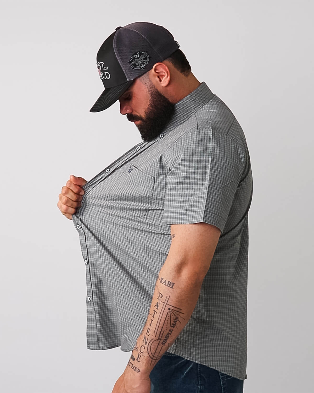 Camisa Xadrez Masculina Algodão Egípcio com Elastano Manga Curta