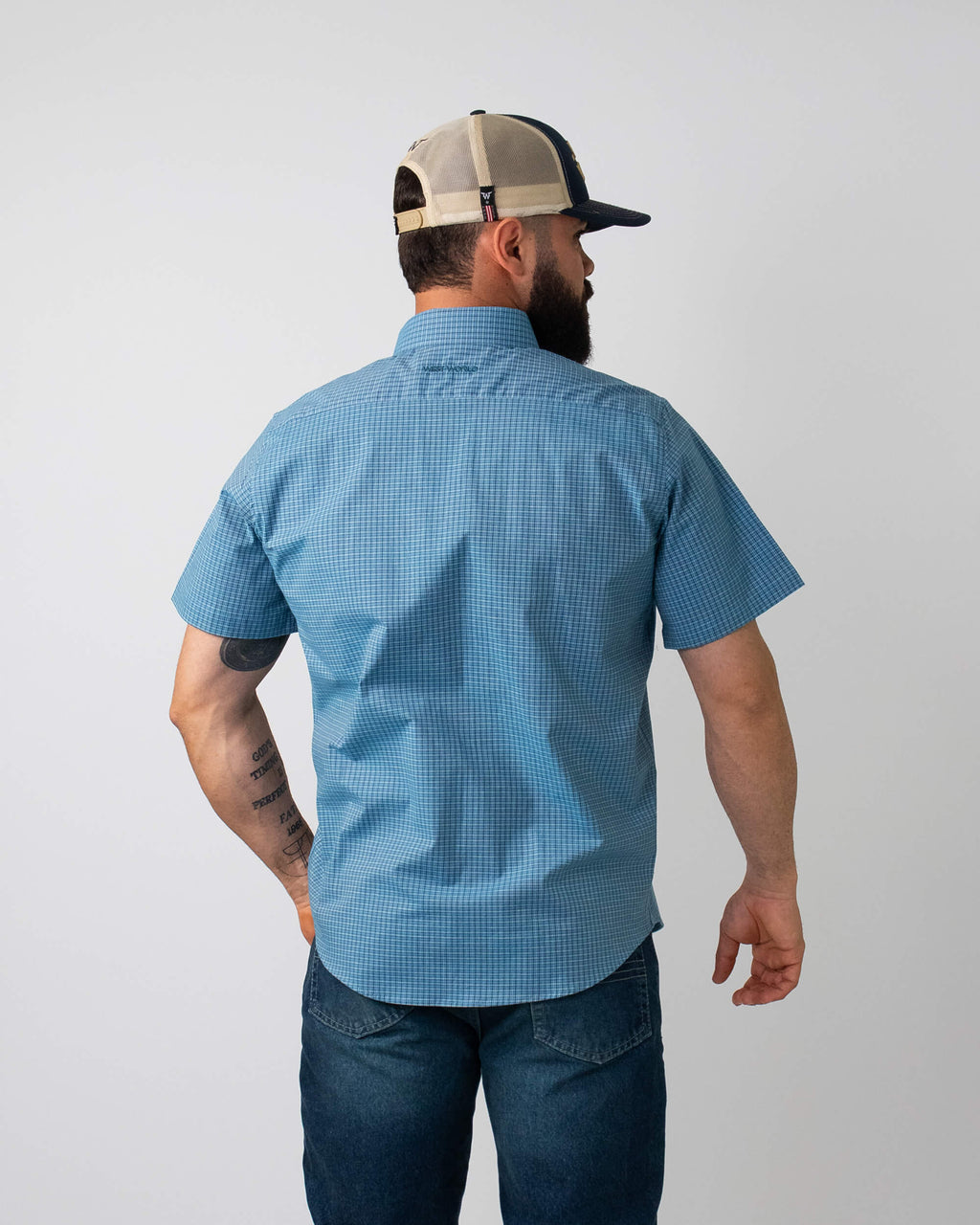 Camisa Xadrez Masculina Algodão Egípcio com Elastano Manga Curta