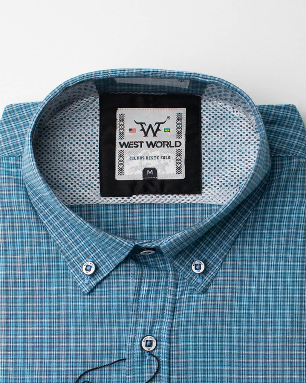 Camisa Xadrez Masculina Algodão Egípcio com Elastano Manga Curta