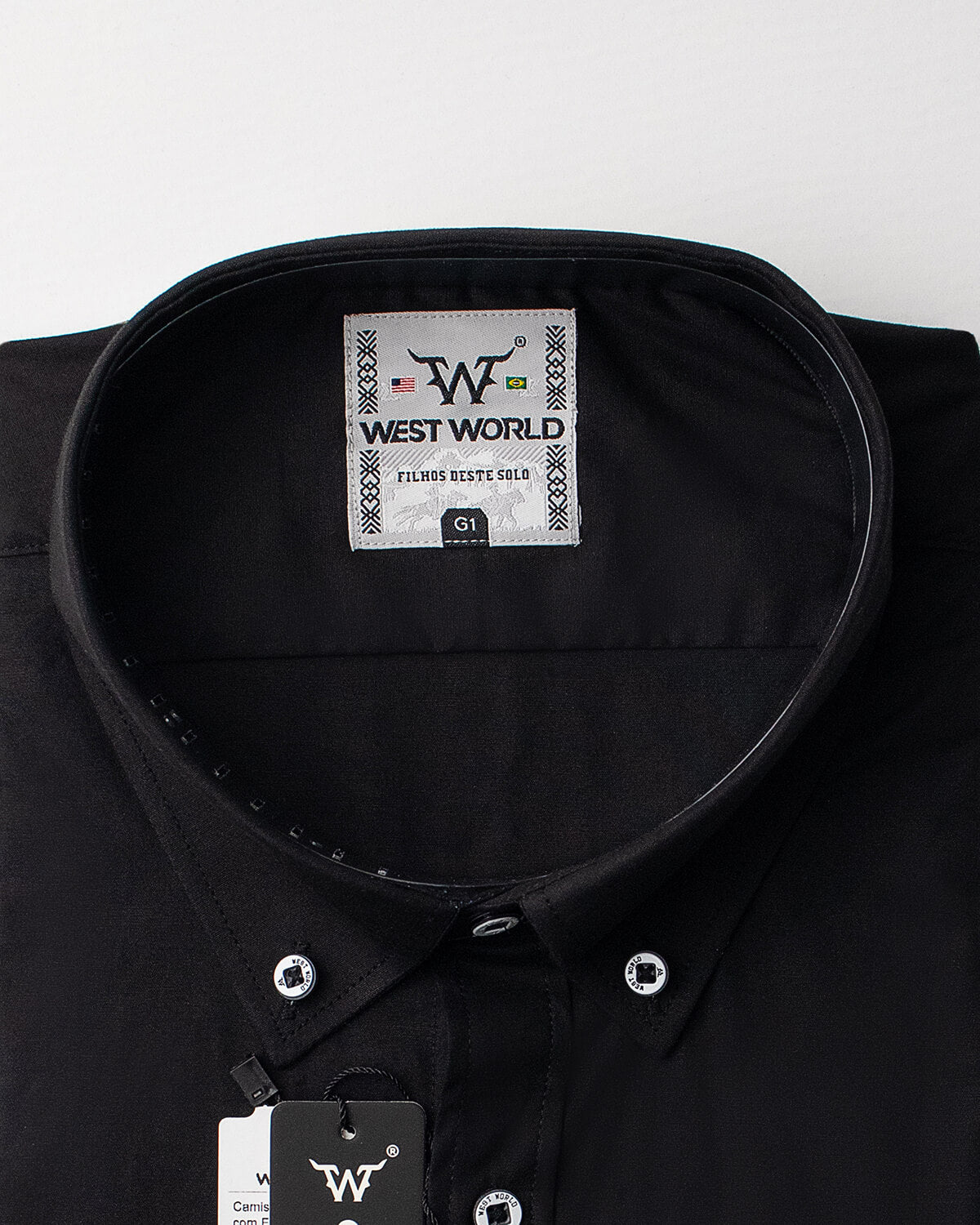 Camisa Básica Masculina Algodão Egípcio com Elastano e Bolso Manga Longa