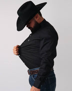 Camisa Básica Masculina Algodão Egípcio com Elastano e Bolso Manga Longa