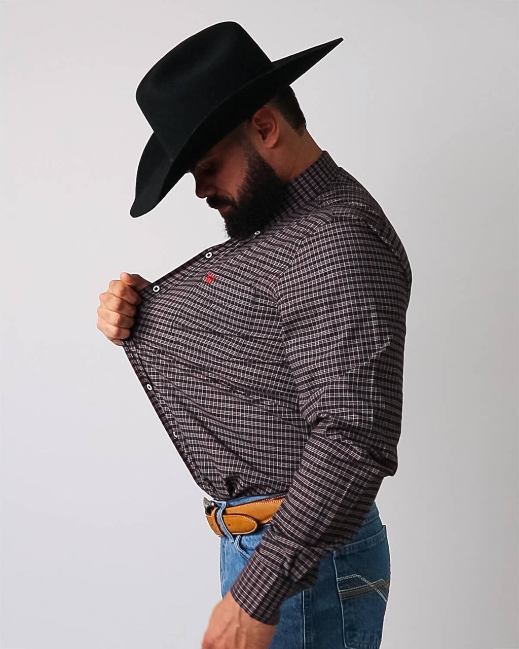 Camisa Xadrez Masculina Algodão Egípcio com Elastano Manga Longa