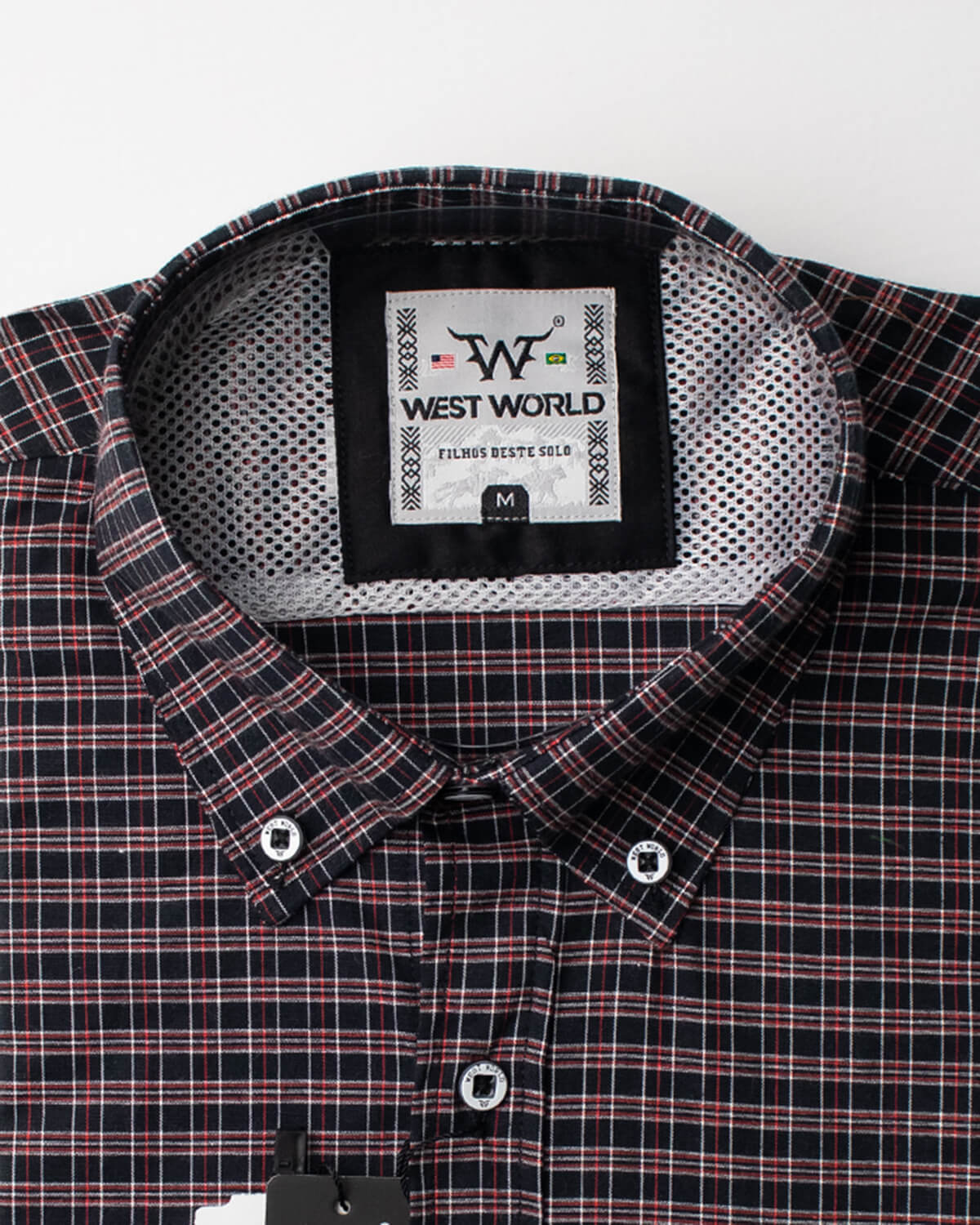 Camisa Xadrez Masculina Algodão Egípcio com Elastano Manga Longa