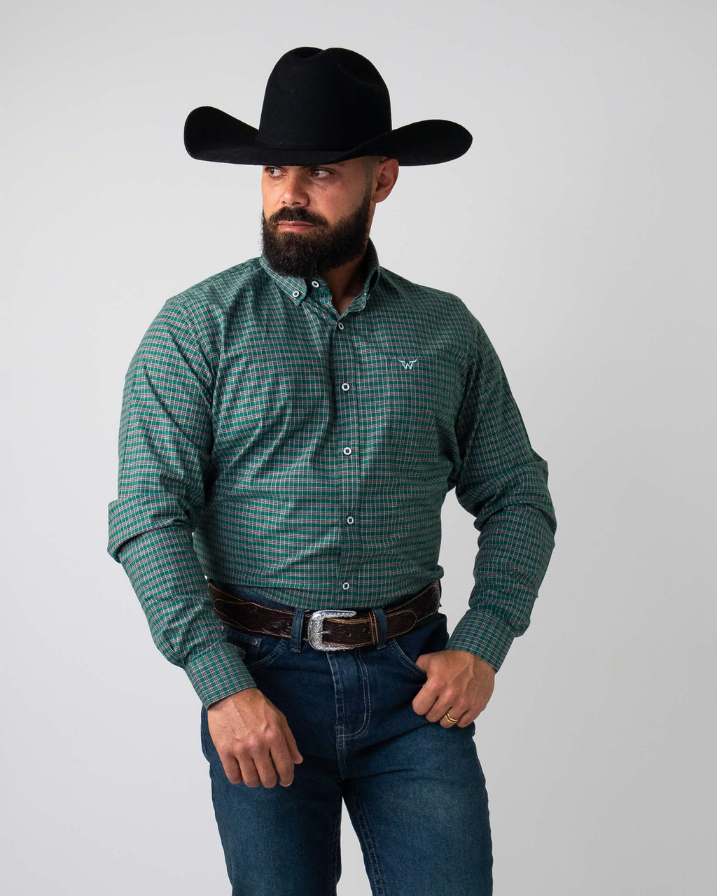 Camisa Xadrez Masculina Algodão Egípcio com Elastano Manga Longa