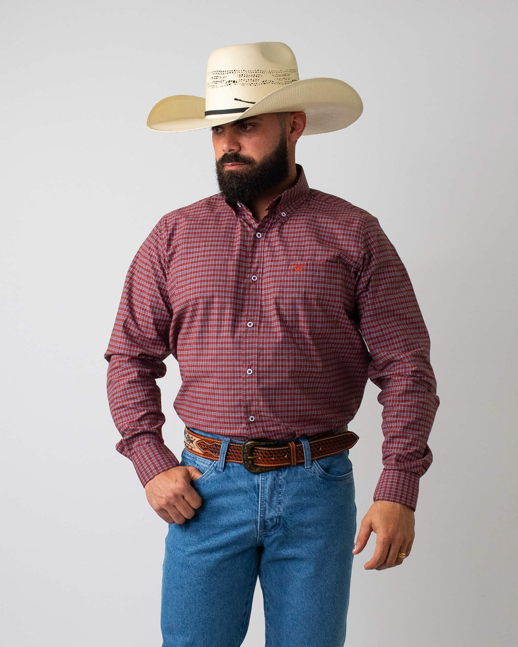 Camisa Xadrez Masculina Algodão Egípcio com Elastano Manga Longa