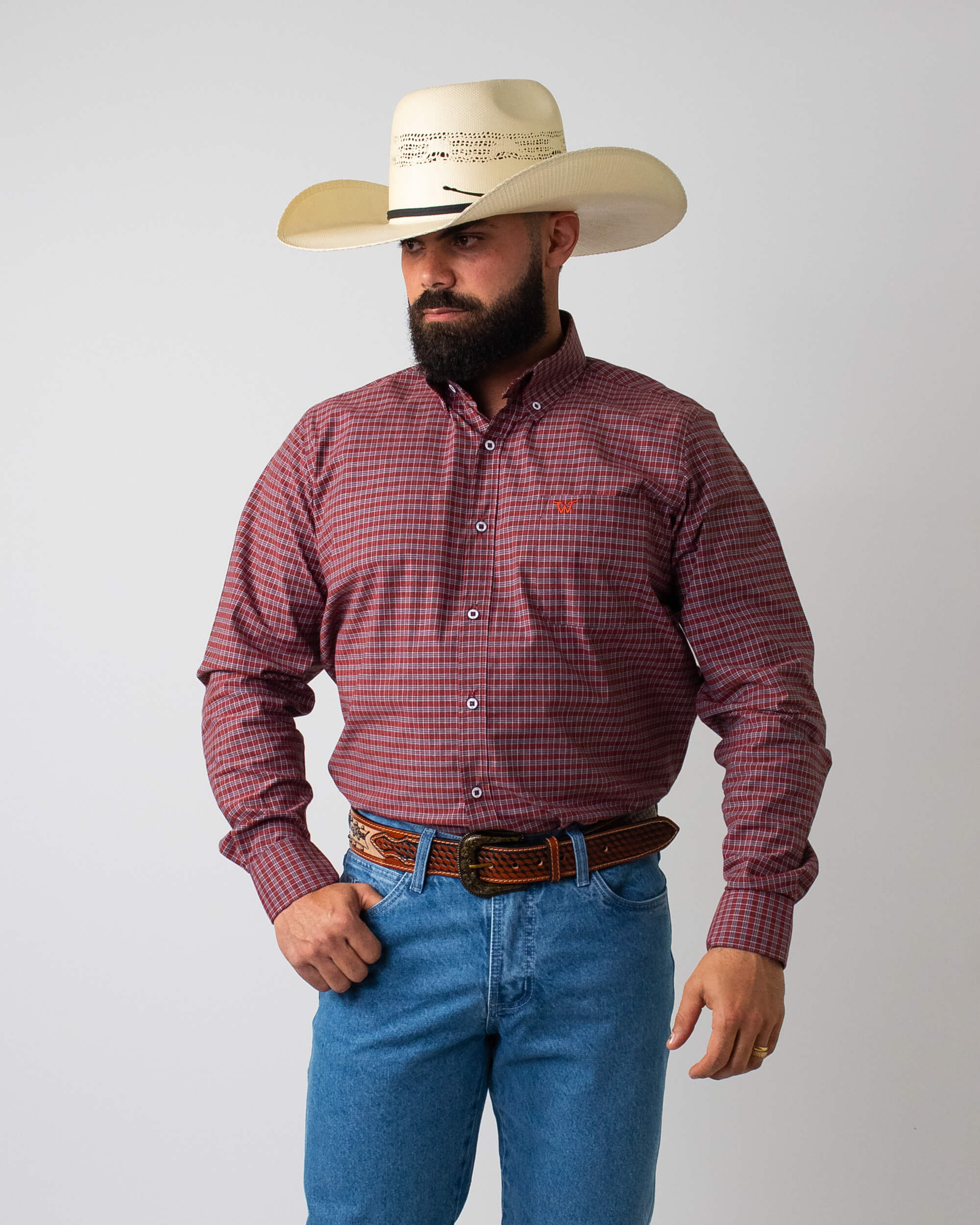 Camisa Xadrez Masculina Algodão Egípcio com Elastano Manga Longa