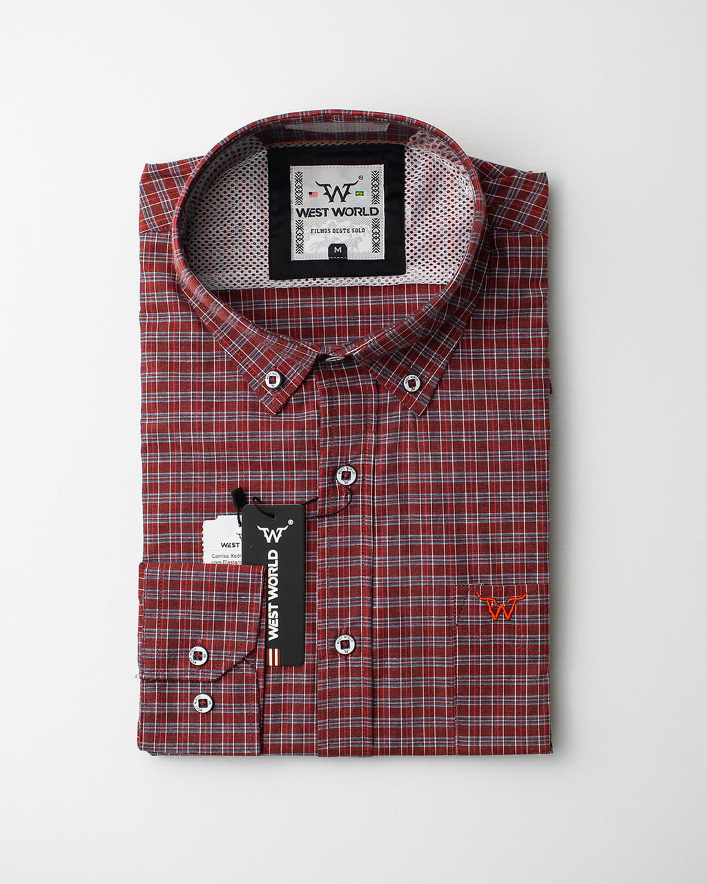 Camisa Xadrez Masculina Algodão Egípcio com Elastano Manga Longa