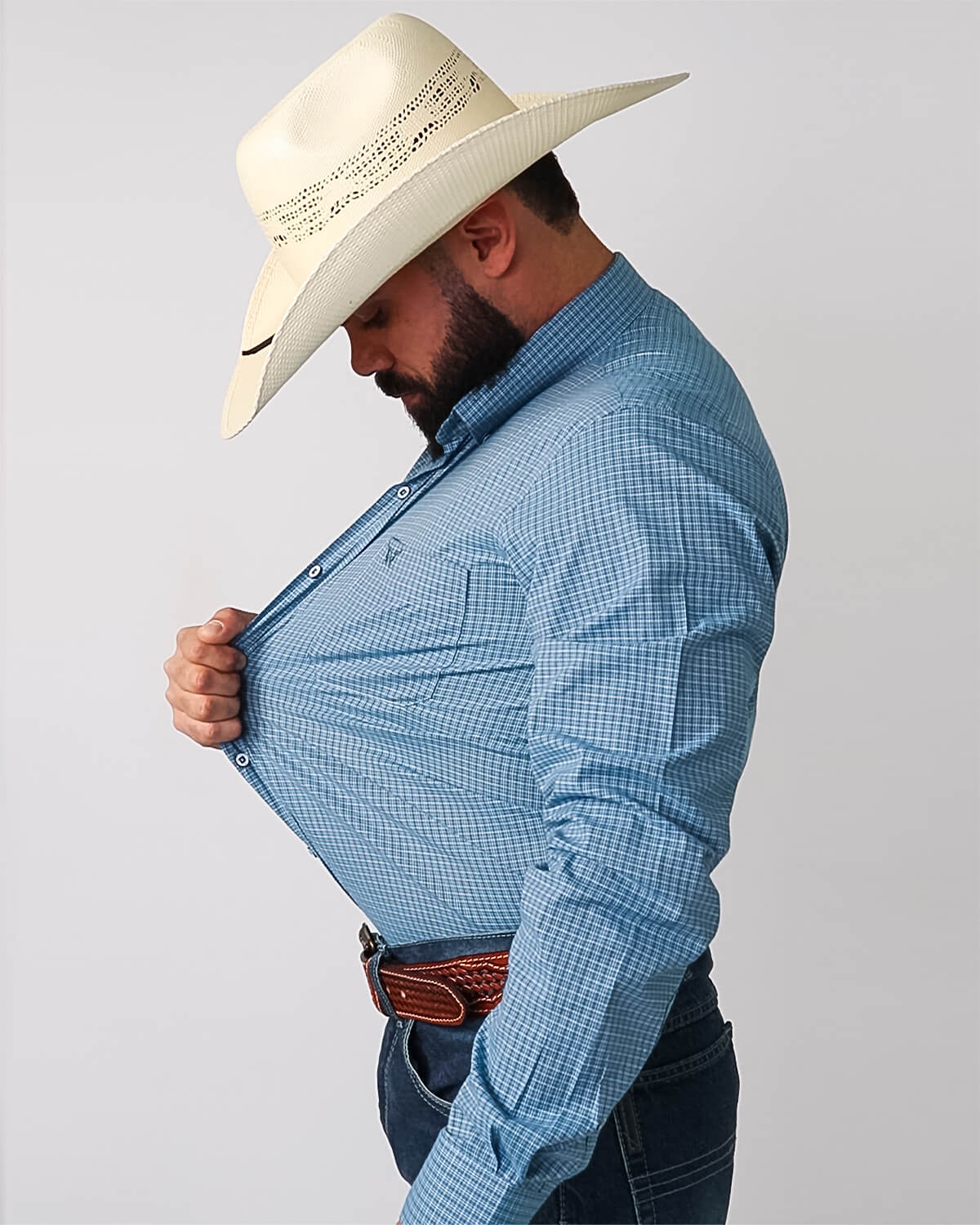 Camisa Xadrez Masculina Algodão Egípcio com Elastano Manga Longa