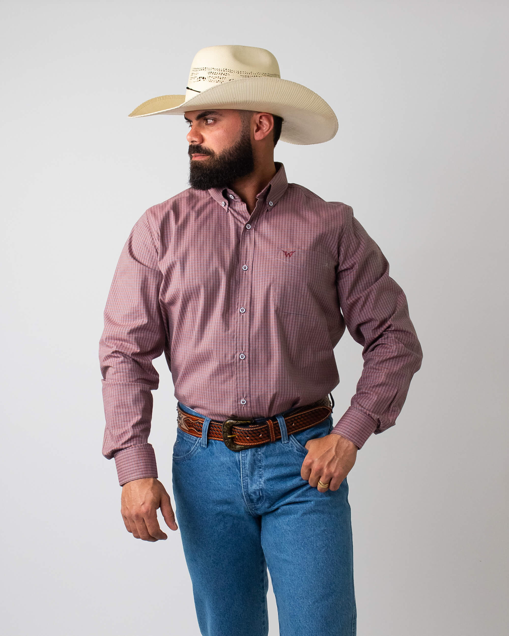 Camisa Xadrez Masculina Algodão Egípcio com Elastano Manga Longa