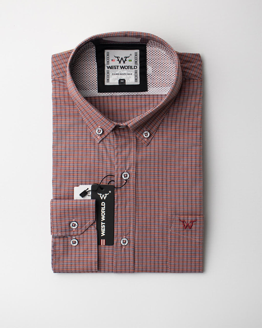 Camisa Xadrez Masculina Algodão Egípcio com Elastano Manga Longa