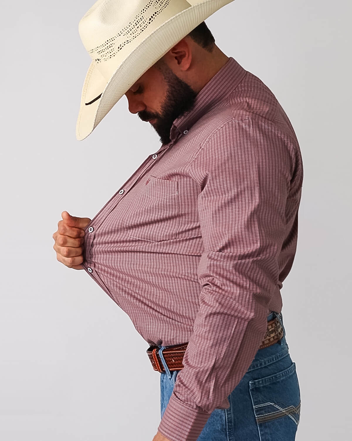 Camisa Xadrez Masculina Algodão Egípcio com Elastano Manga Longa