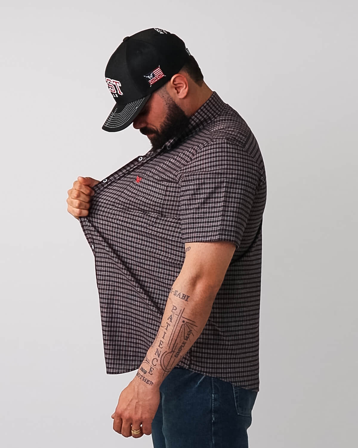 Camisa Xadrez Masculina Algodão Egípcio com Elastano Manga Curta