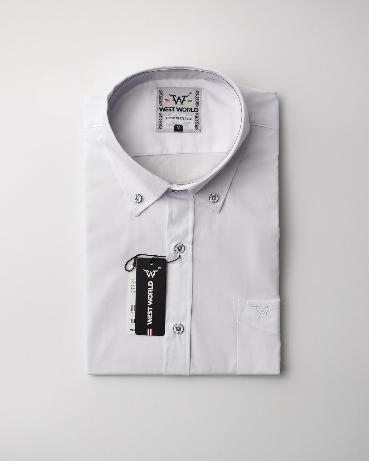 Camisa Básica Masculina Algodão Egípcio com Elastano e Bolso Manga Curta