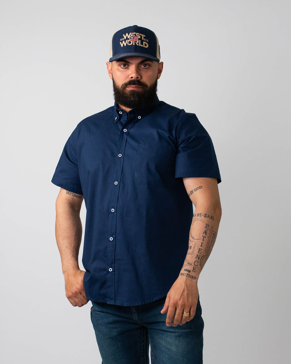 Camisa Básica Masculina Algodão Egípcio com Elastano e Bolso Manga Curta