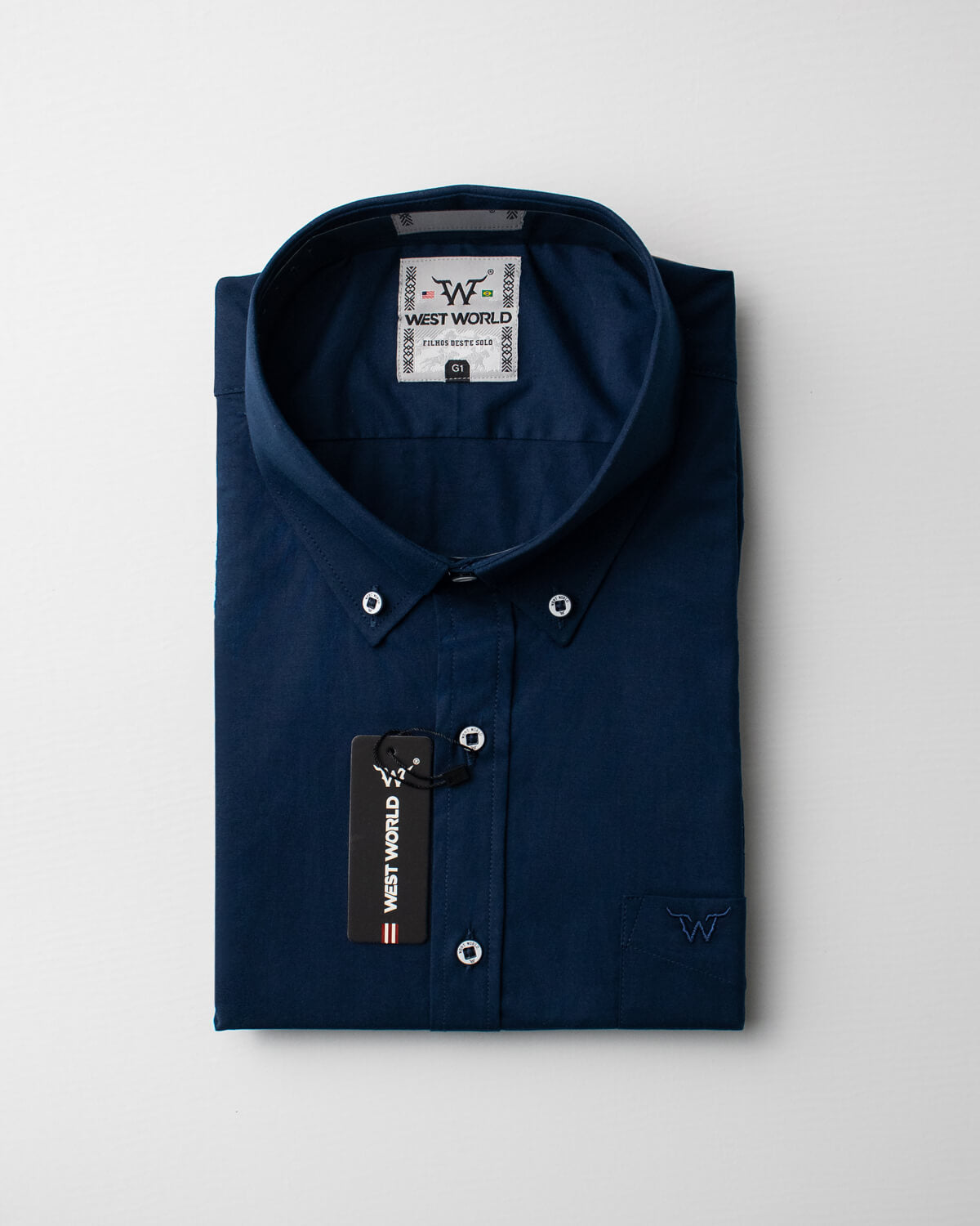 Camisa Básica Masculina Algodão Egípcio com Elastano e Bolso Manga Curta