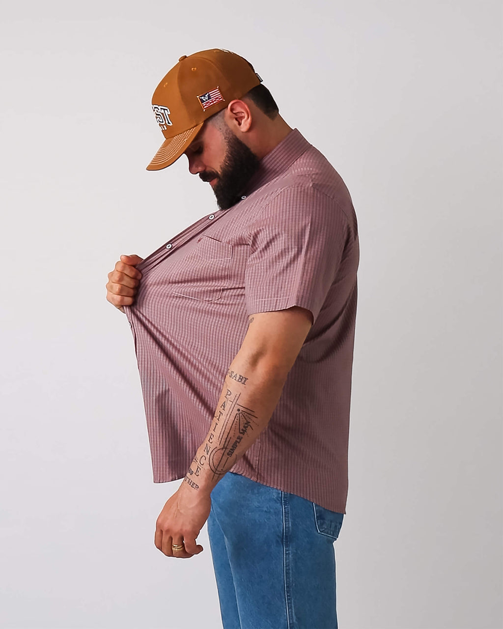 Camisa Xadrez Masculina Algodão Egípcio com Elastano Manga Curta