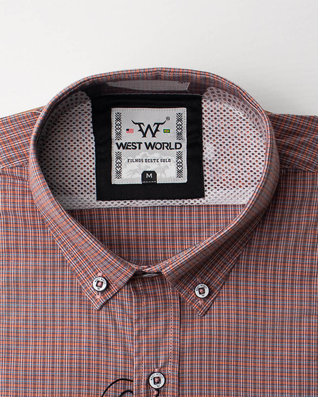 Camisa Xadrez Masculina Algodão Egípcio com Elastano Manga Curta