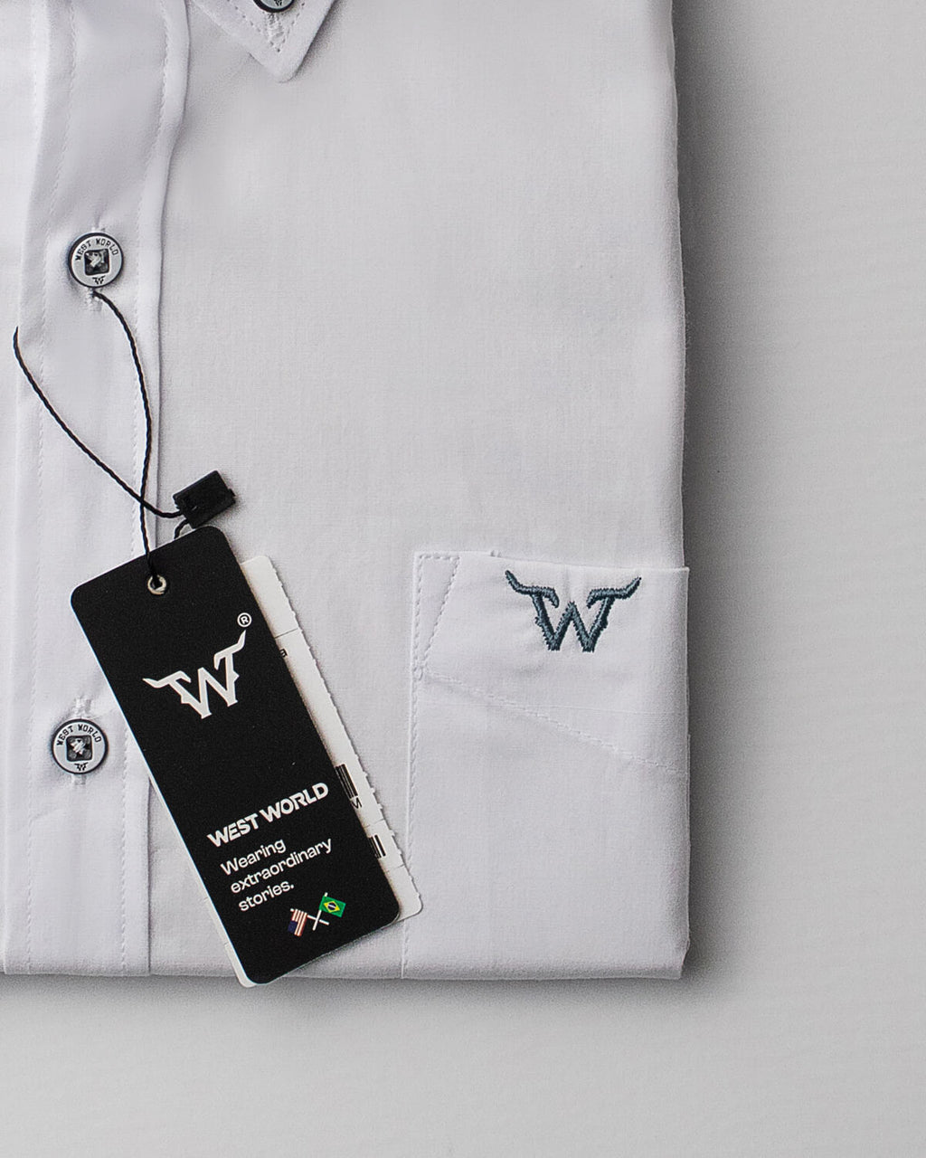 Camisa Básica Masculina Algodão Egípcio com Elastano e Bolso Manga Longa