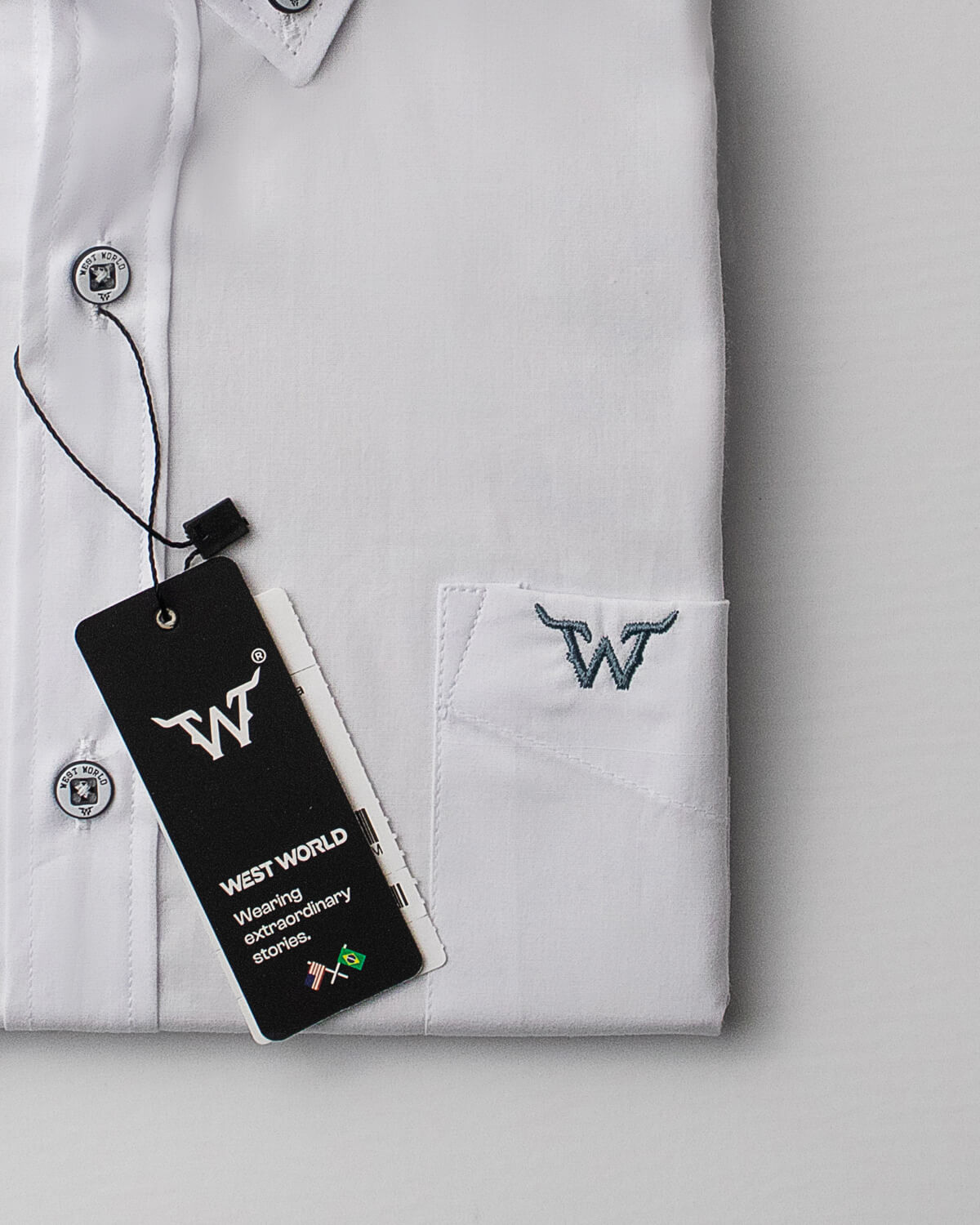 Camisa Básica Masculina Algodão Egípcio com Elastano e Bolso Manga Longa