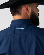 Camisa Básica Masculina Algodão Egípcio com Elastano e Bolso Manga Longa