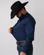 Camisa Básica Masculina Algodão Egípcio com Elastano e Bolso Manga Longa