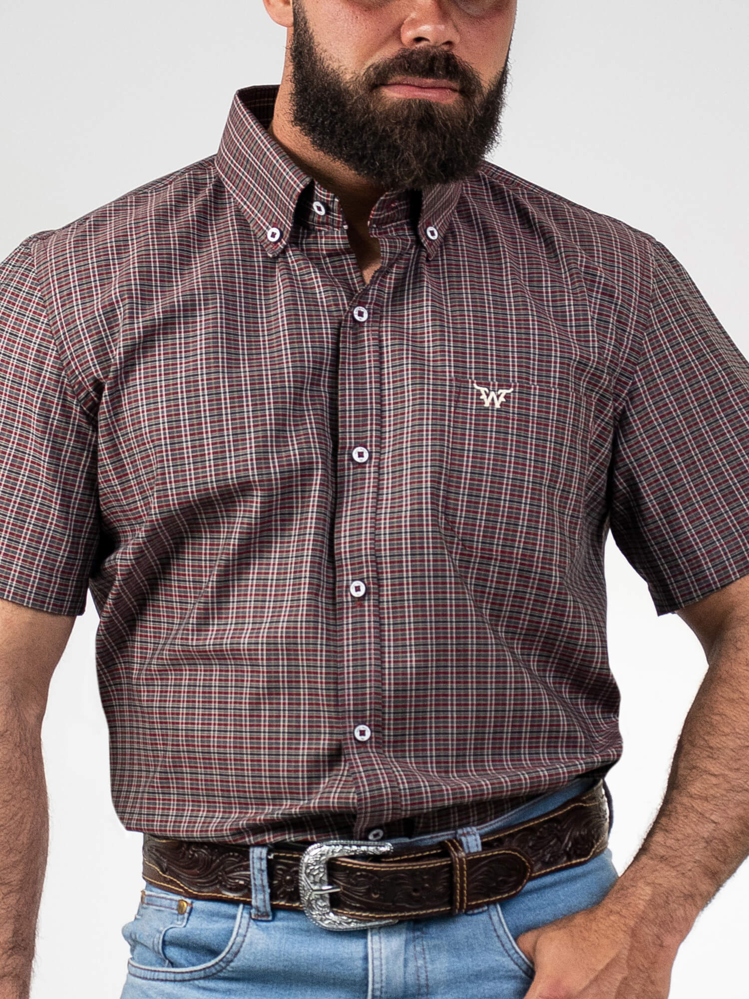 Camisa Masculina Manga Curta Xadrez WestWorld