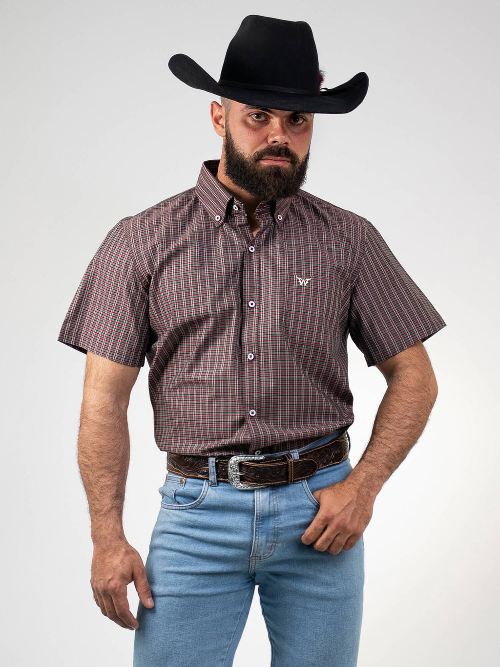 Camisa Masculina Manga Curta Xadrez WestWorld